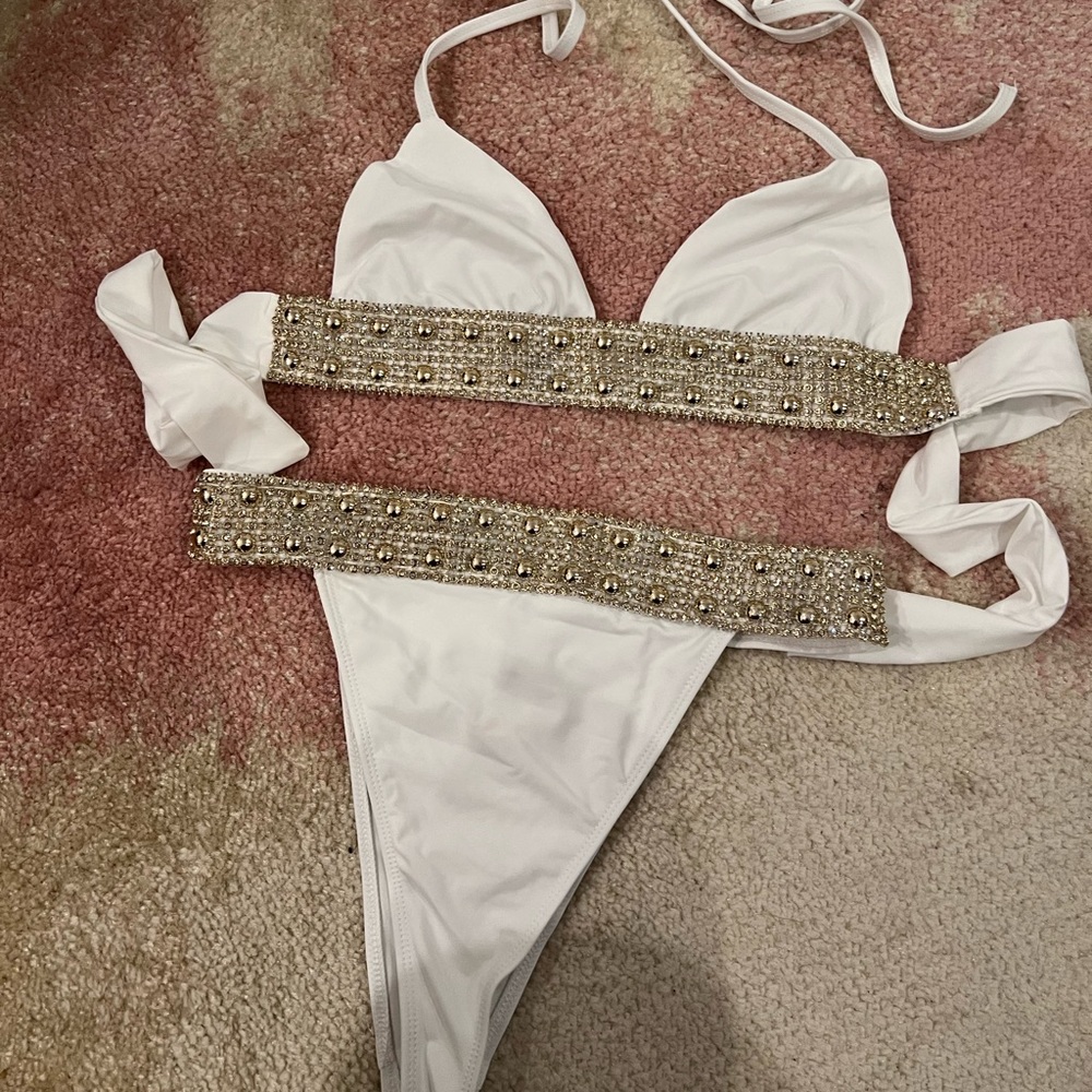 Jeweled white bikini. Never worn.